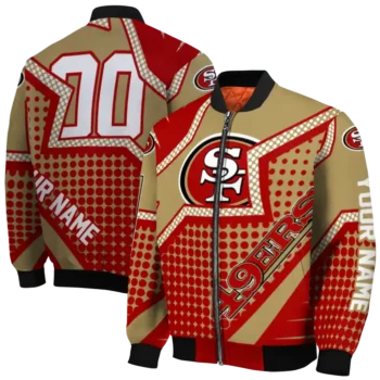 personalized san francisco 49ers star burst red bomber jacket fashion forward