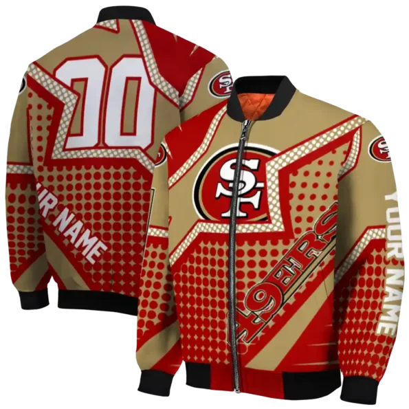 personalized san francisco 49ers star burst red bomber jacket fashion forward