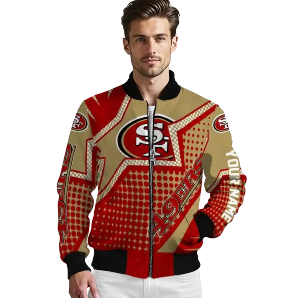 personalized san francisco 49ers star burst red bomber jacket high quality
