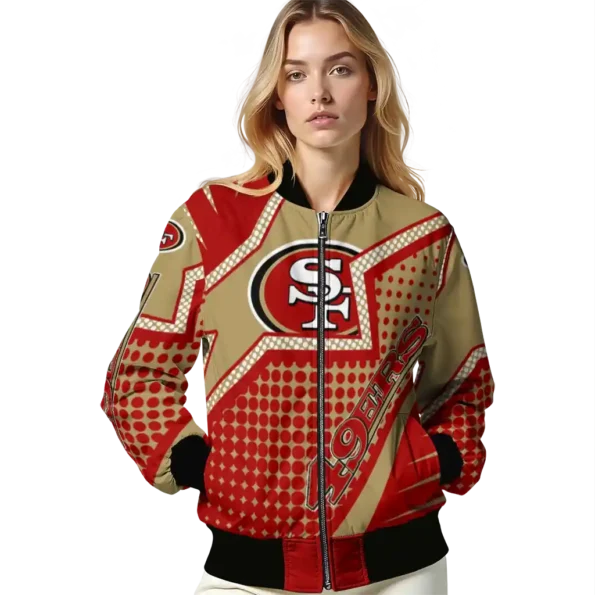 personalized san francisco 49ers star burst red bomber jacket latest model