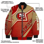 personalized san francisco 49ers star burst red bomber jacket best selling