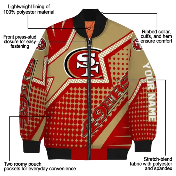 personalized san francisco 49ers star burst red bomber jacket new arrival