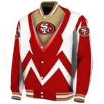 personalized san francisco 49ers v stripes red white varsity jacket best selling