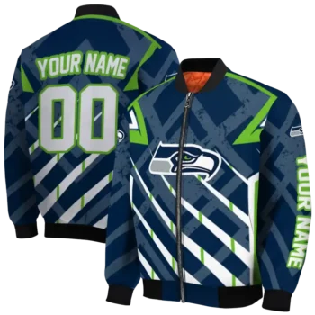 personalized seattle seahawks chevron angles blue bomber jacket fashion forward