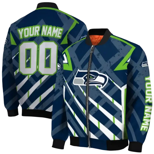 personalized seattle seahawks chevron angles blue bomber jacket fashion forward