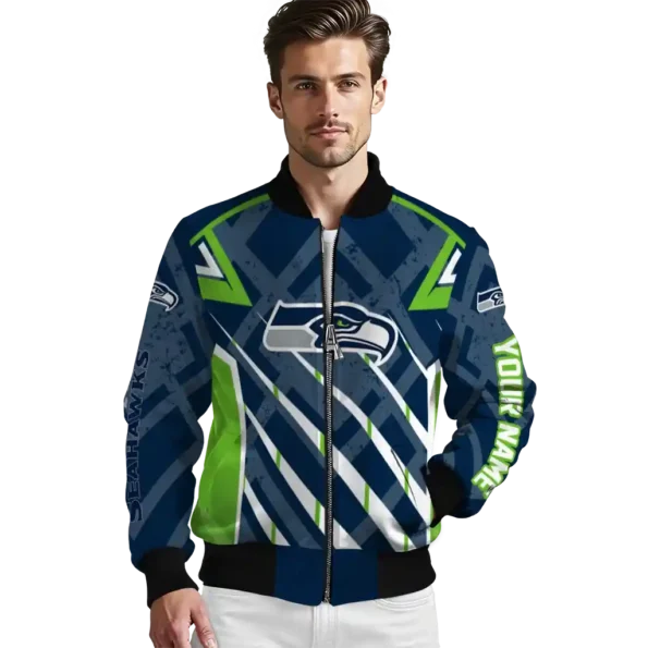 personalized seattle seahawks chevron angles blue bomber jacket high quality