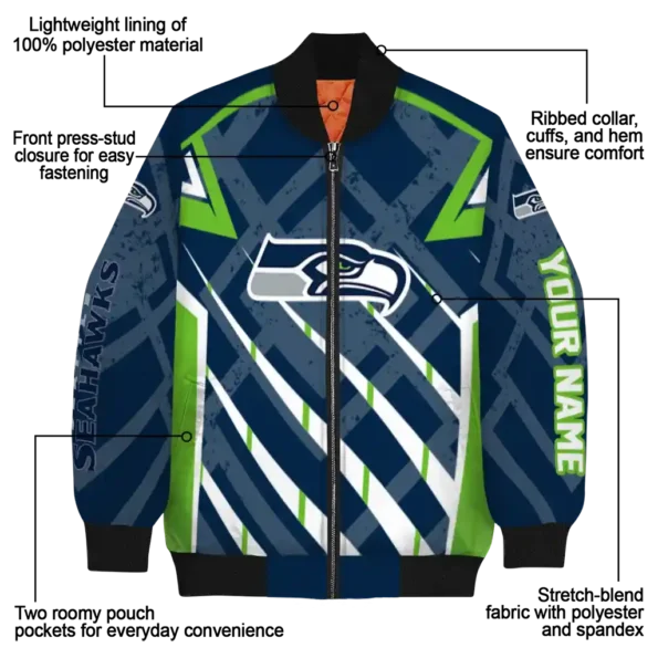 personalized seattle seahawks chevron angles blue bomber jacket new arrival