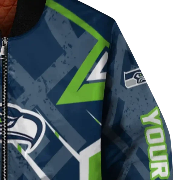 personalized seattle seahawks chevron angles blue bomber jacket premium grade