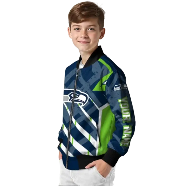 personalized seattle seahawks chevron angles blue bomber jacket trendy