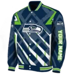 personalized seattle seahawks chevron angles blue varsity jacket best selling
