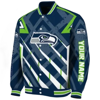 personalized seattle seahawks chevron angles blue varsity jacket best selling