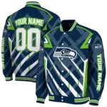 personalized seattle seahawks chevron angles blue varsity jacket best selling