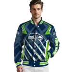 personalized seattle seahawks chevron angles blue varsity jacket best selling