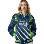 personalized seattle seahawks chevron angles blue varsity jacket best selling