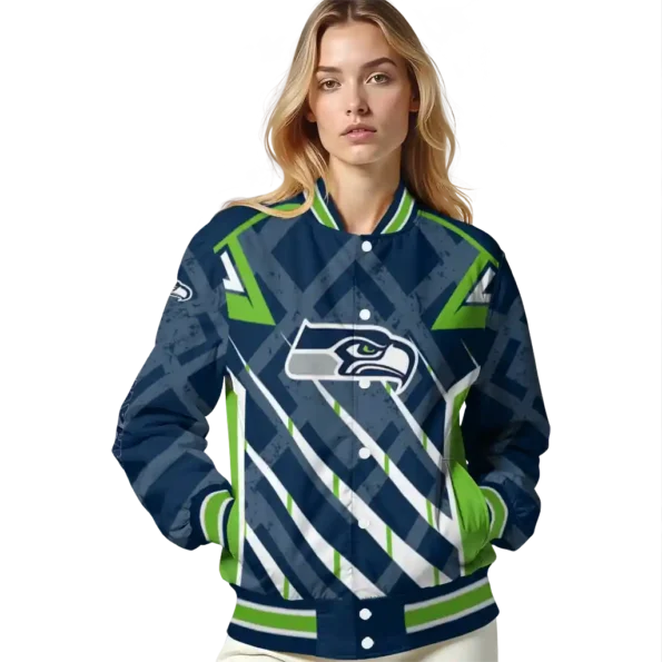 personalized seattle seahawks chevron angles blue varsity jacket latest model