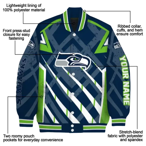 personalized seattle seahawks chevron angles blue varsity jacket new arrival
