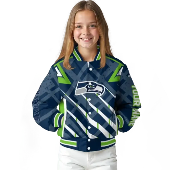 personalized seattle seahawks chevron angles blue varsity jacket top rated