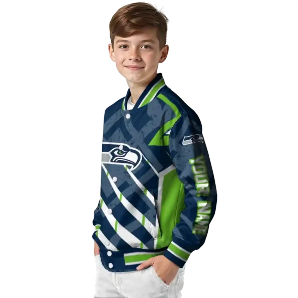 personalized seattle seahawks chevron angles blue varsity jacket trendy