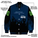 personalized seattle seahawks flame border blue black varsity jacket best selling