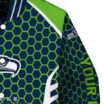 personalized seattle seahawks hexagon grid blue varsity jacket best selling