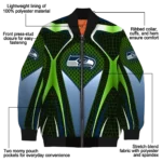 personalized seattle seahawks mesh chest green crocs black bomber jacket best selling