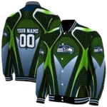 personalized seattle seahawks mesh chest green crocs black varsity jacket best selling