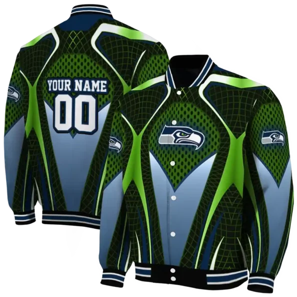 personalized seattle seahawks mesh chest green crocs black varsity jacket fashion forward
