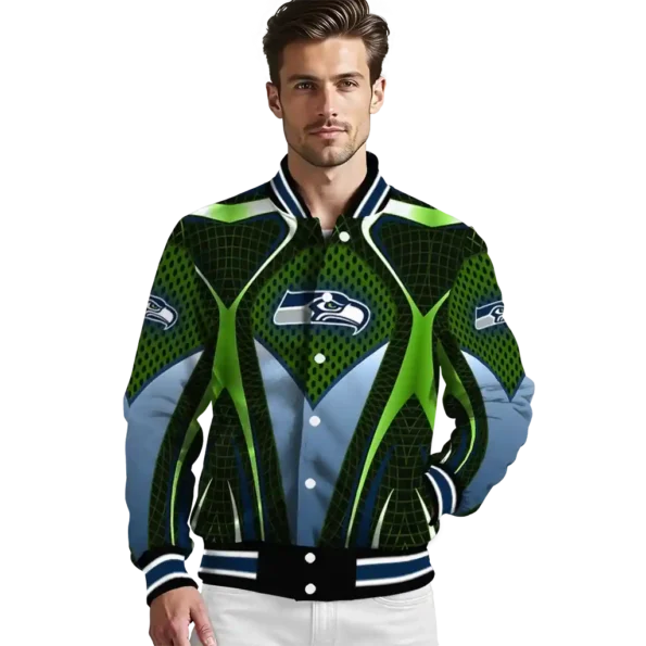 personalized seattle seahawks mesh chest green crocs black varsity jacket high quality