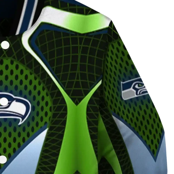 personalized seattle seahawks mesh chest green crocs black varsity jacket premium grade