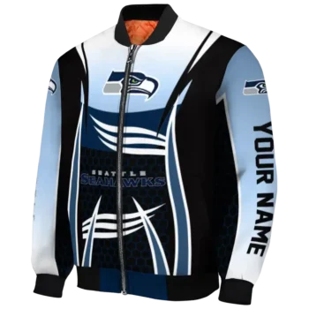 personalized seattle seahawks mesh effect blue black bomber jacket best selling