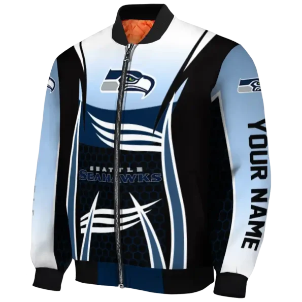 personalized seattle seahawks mesh effect blue black bomber jacket best selling