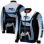 personalized seattle seahawks mesh effect blue black bomber jacket best selling