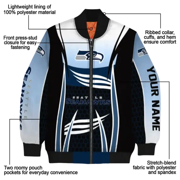 personalized seattle seahawks mesh effect blue black bomber jacket new arrival