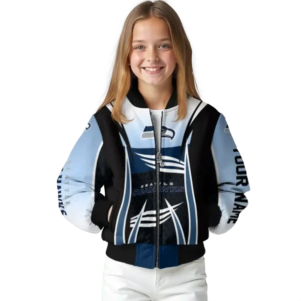 personalized seattle seahawks mesh effect blue black bomber jacket top rated