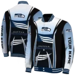 personalized seattle seahawks mesh effect blue black varsity jacket best selling