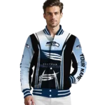 personalized seattle seahawks mesh effect blue black varsity jacket best selling