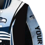 personalized seattle seahawks mesh effect blue black varsity jacket best selling