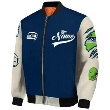 personalized seattle seahawks razorback outline blue nude bomber jacket best selling