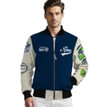 personalized seattle seahawks razorback outline blue nude bomber jacket best selling