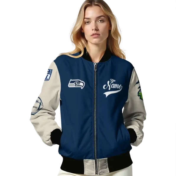 personalized seattle seahawks razorback outline blue nude bomber jacket latest model