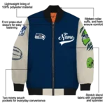 personalized seattle seahawks razorback outline blue nude bomber jacket best selling