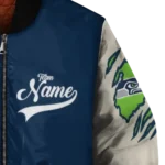 personalized seattle seahawks razorback outline blue nude bomber jacket best selling