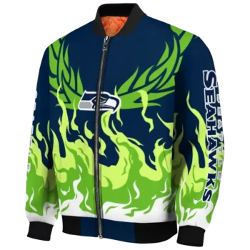 personalized seattle seahawks winged blaze blue white bomber jacket best selling