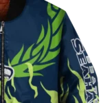 personalized seattle seahawks winged blaze blue white bomber jacket best selling