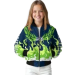 personalized seattle seahawks winged blaze blue white bomber jacket best selling