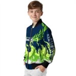 personalized seattle seahawks winged blaze blue white bomber jacket best selling