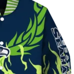personalized seattle seahawks winged blaze blue white varsity jacket best selling
