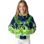 personalized seattle seahawks winged blaze blue white varsity jacket best selling