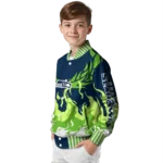 personalized seattle seahawks winged blaze blue white varsity jacket best selling