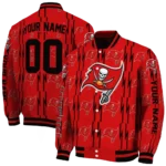 personalized tampa bay buccaneers bolt stripe red varsity jacket best selling